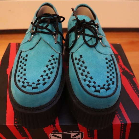 Tuk Suede Creeper Argan Blue Men's Sz.6 Women's Sz.8 Used Platform - Picture 3 of 12